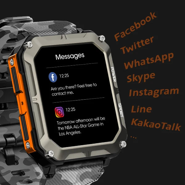 Men’s Smart Watch – Blood Pressure Monitor Tactical Smartwatch, Waterproof Fitness Tracker for Android & iPhone Outdoor Sports