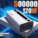 500000mAh 120W Power Bank – Fast Charging PD 20W Large Capacity Portable Battery for All Mobile Phones