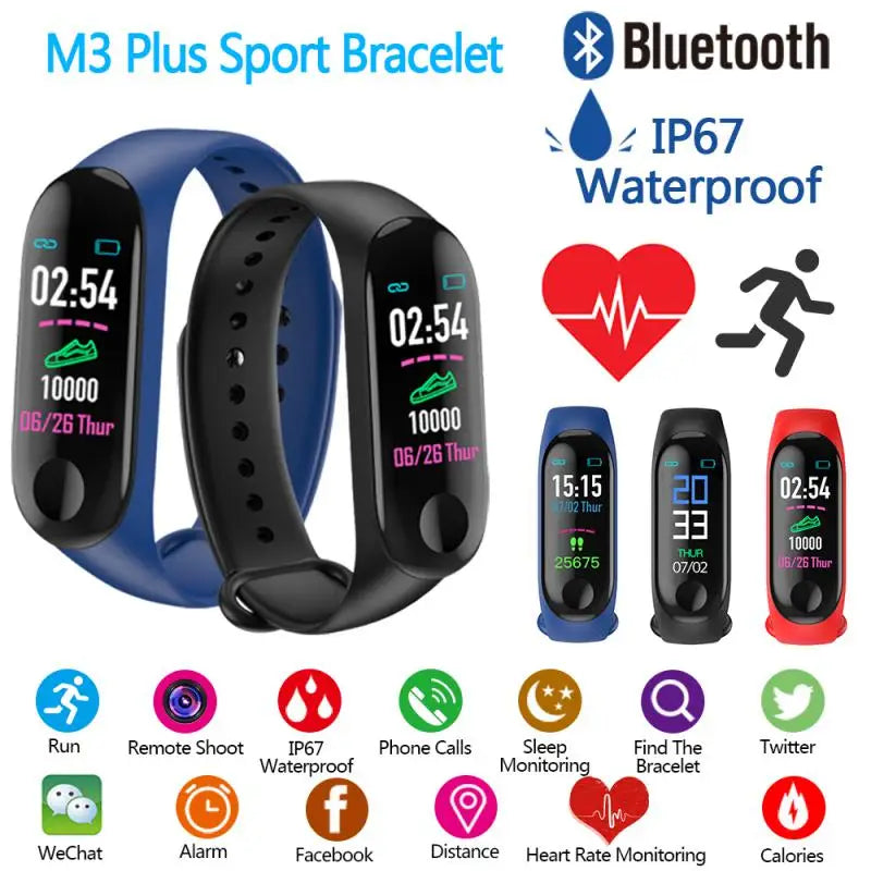 M3 Plus Fitness Tracker Smart Band – Running Pedometer with Heart Rate & Blood Pressure Monitor
