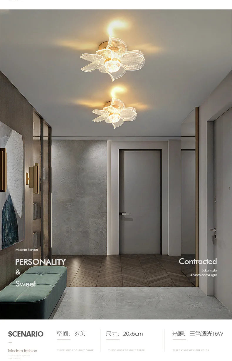 Nordic Acrylic Ceiling Lamp Suitable For Bedroom Lustre Chandeliers In Corridor Cloakroom Gold Plafonier Elegant Ceiling Lamps