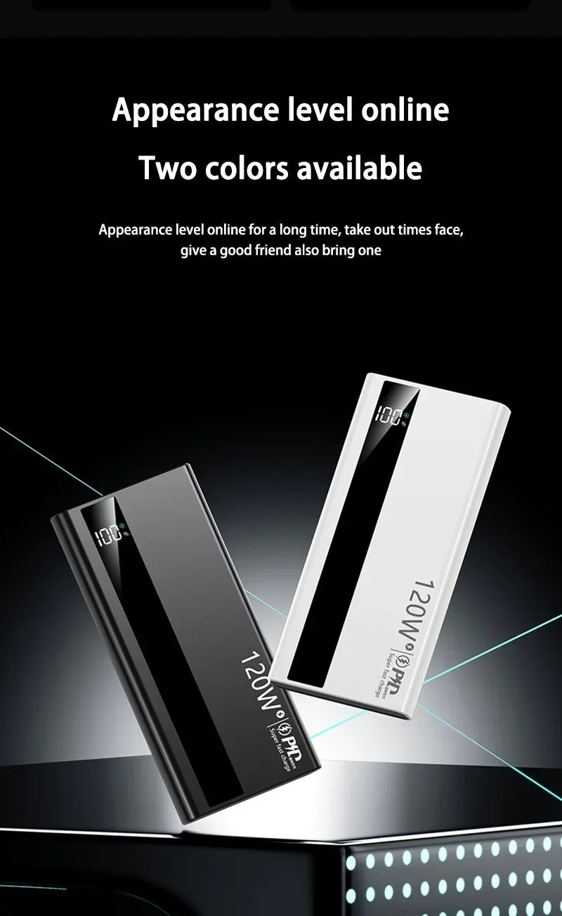 500000mAh 120W Power Bank – Fast Charging PD 20W Large Capacity Portable Battery for All Mobile Phones