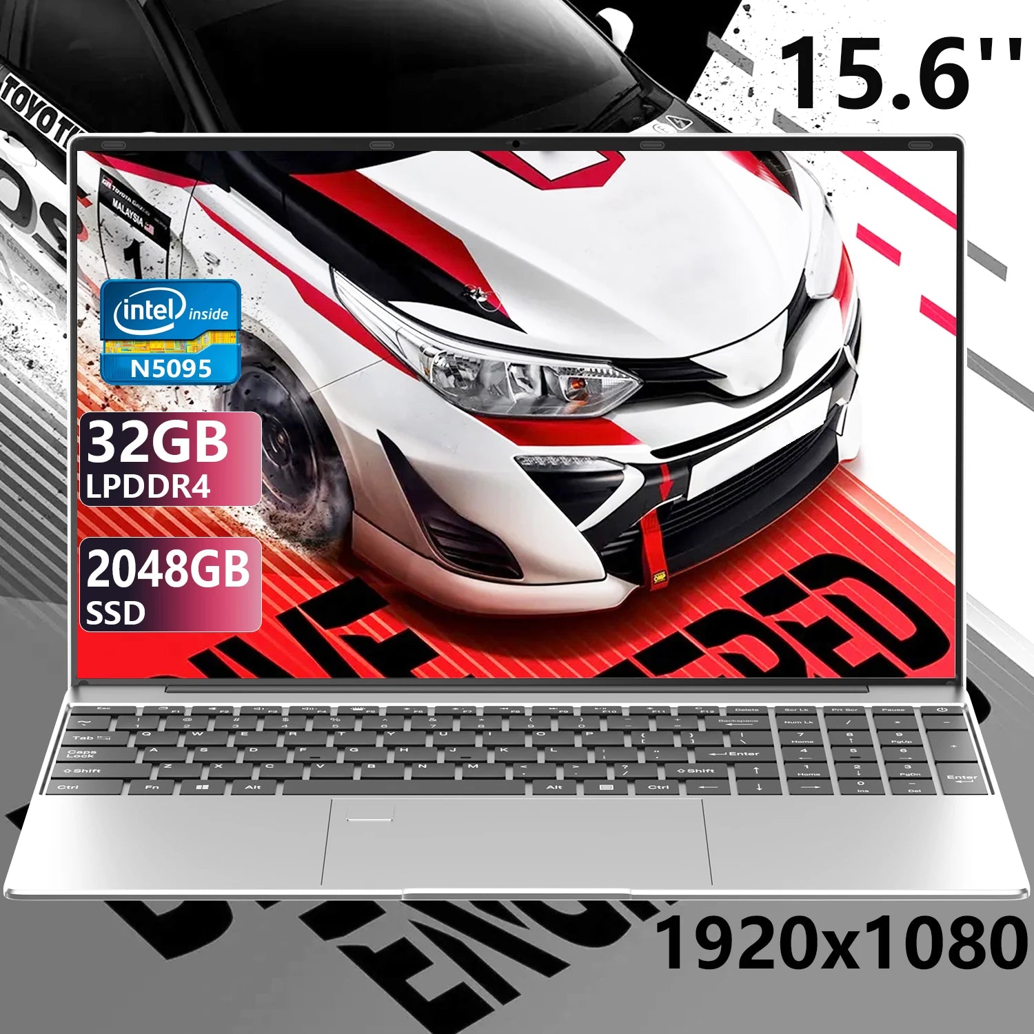 Portable 15.6" Laptop 32GB Ram DDR4 1TB 2TB SSD Windows11 Notebook Pc Gamer Intel N5095 Office Computer with Backlit Fingerprint