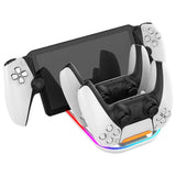 Ipega Charging Dock For PS5 Portal&Controller With 14 RGB Lighting Effects,3 Charg Ports,Charging Indicator PG-P5P03