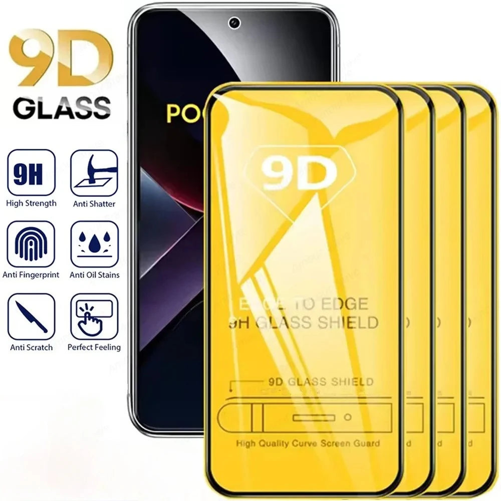 Protective 9D Tempered Glass Screen Protector for POCO X7 X6 X5 X4 X3 Pro C75 C65 C40 M7 M6 F6 F5 Pro