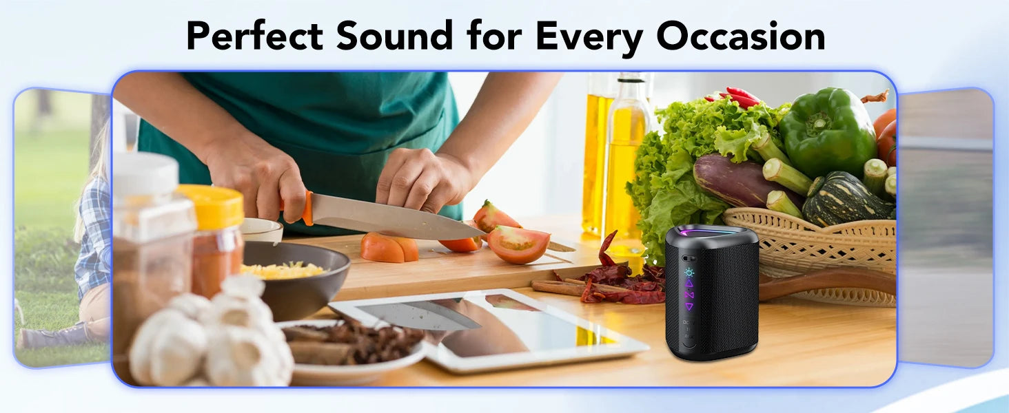 2025 Portable Bluetooth Speaker – Wireless Speaker with LED Light, Bluetooth 5.4, 24H Playtime, Enhanced Bass & IPX7 Waterproof