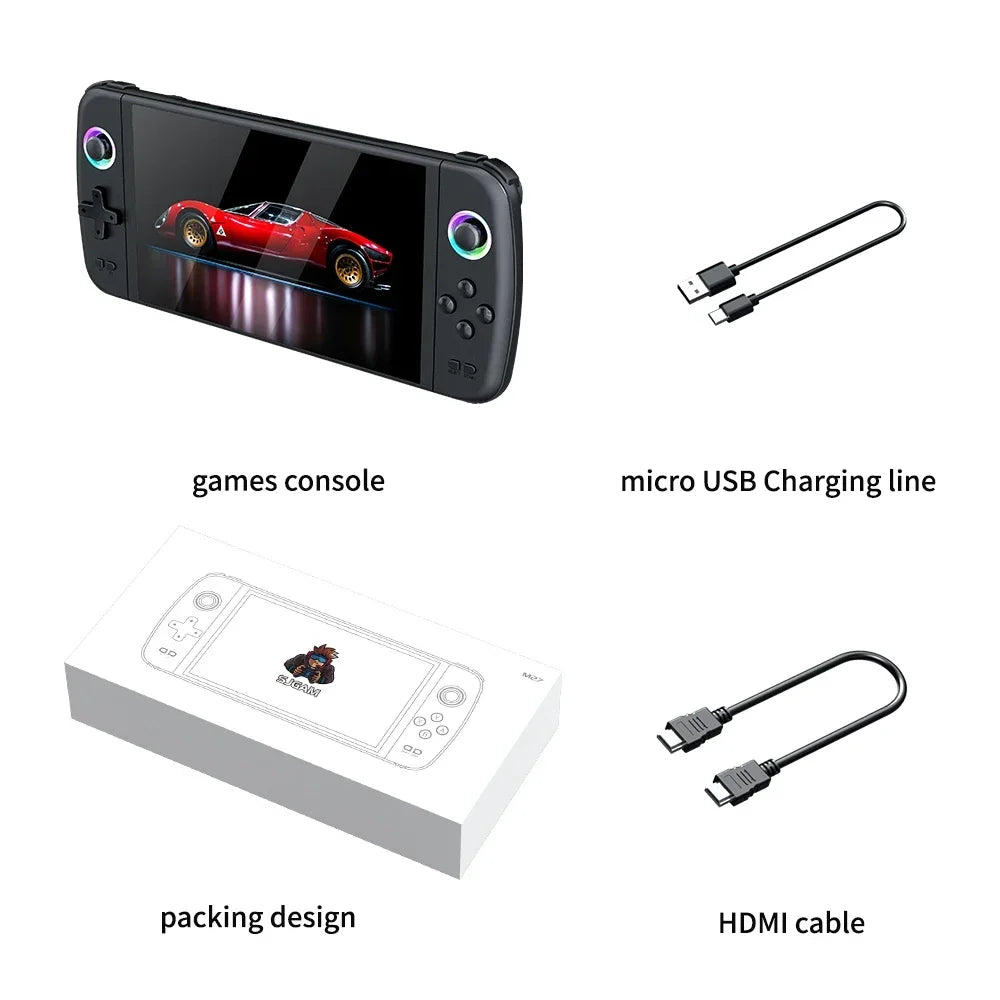 NEW M27 Portable Handheld Console - 7" IPS 1024x600 Linux Retro Gaming w/HDMI for Boys Gamer Gift & Plug & Play