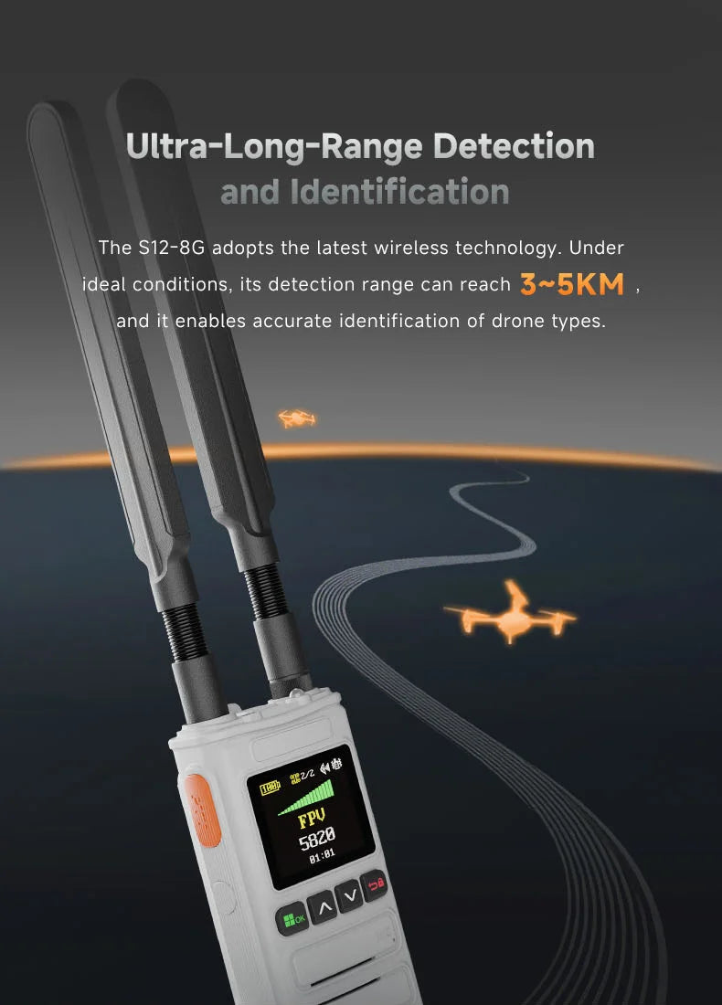 New Skydroid S12-8G Long Range Drone with 8GHz Detection System, 15-Hour Flight Time, 5km Effective Range, Easy One-Handed Grip