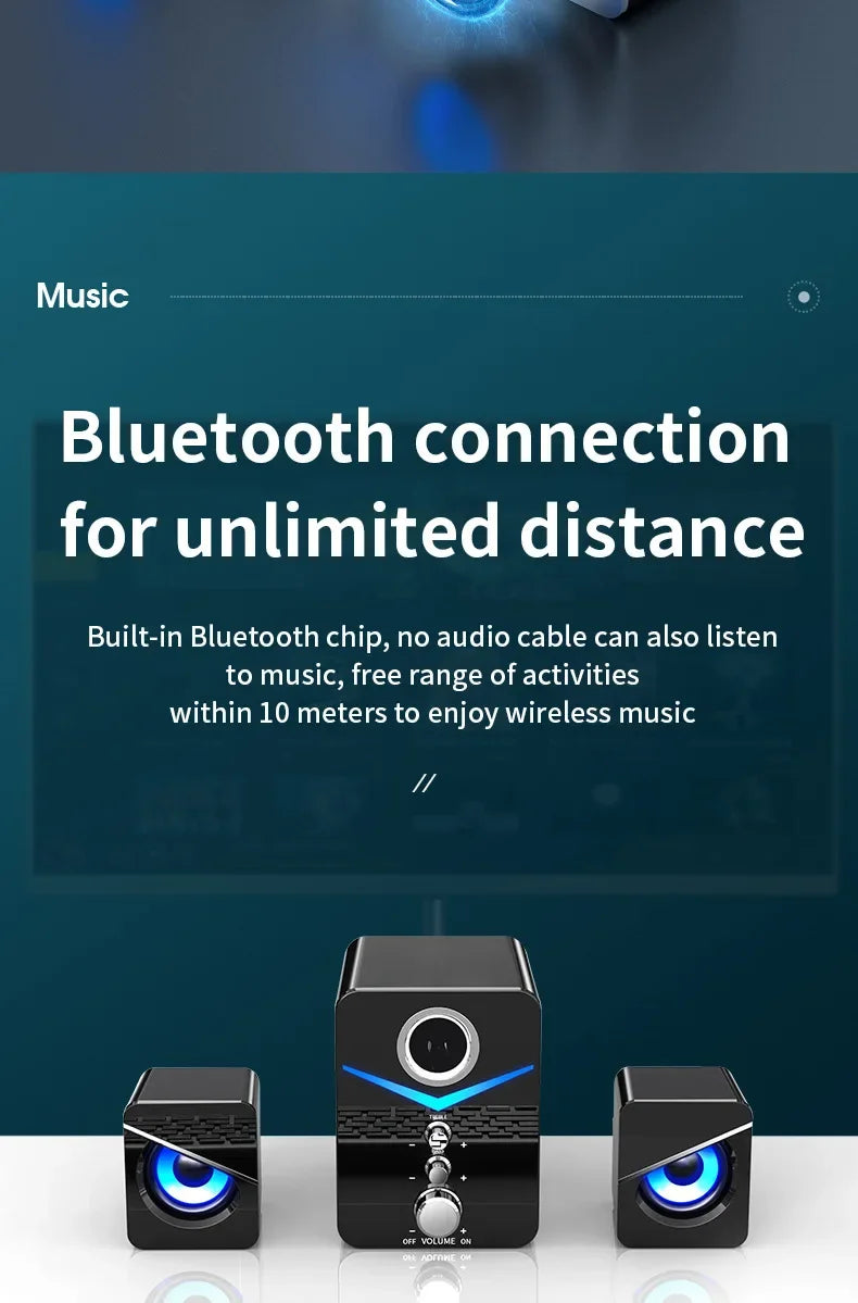 Bluetooth Speaker – Home Theater Bass System, Mini Desktop Speakers for PC, Phone, MP3 Player & Subwoofer Soundbar