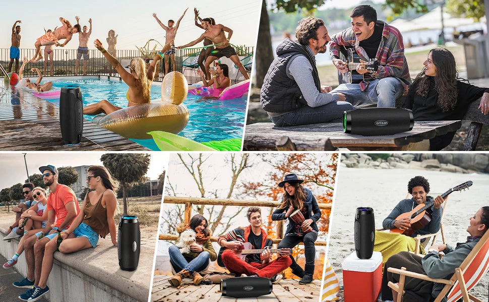 Ortizan Portable Loud Bluetooth Speaker Wireless 100W PEAK 80W RMS IPX7 Waterproof Outdoor Speaker Boombox Subwoofer for Party