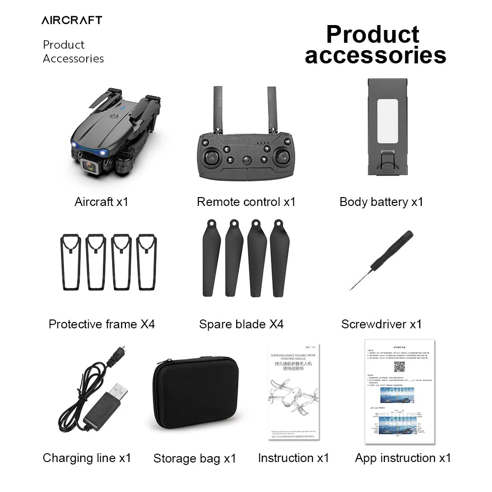 2024 New Drone With 4K Professional Camera High-Definition Dual Camera Lens Long Battery Life LED Night Flight Lights Toy Gift