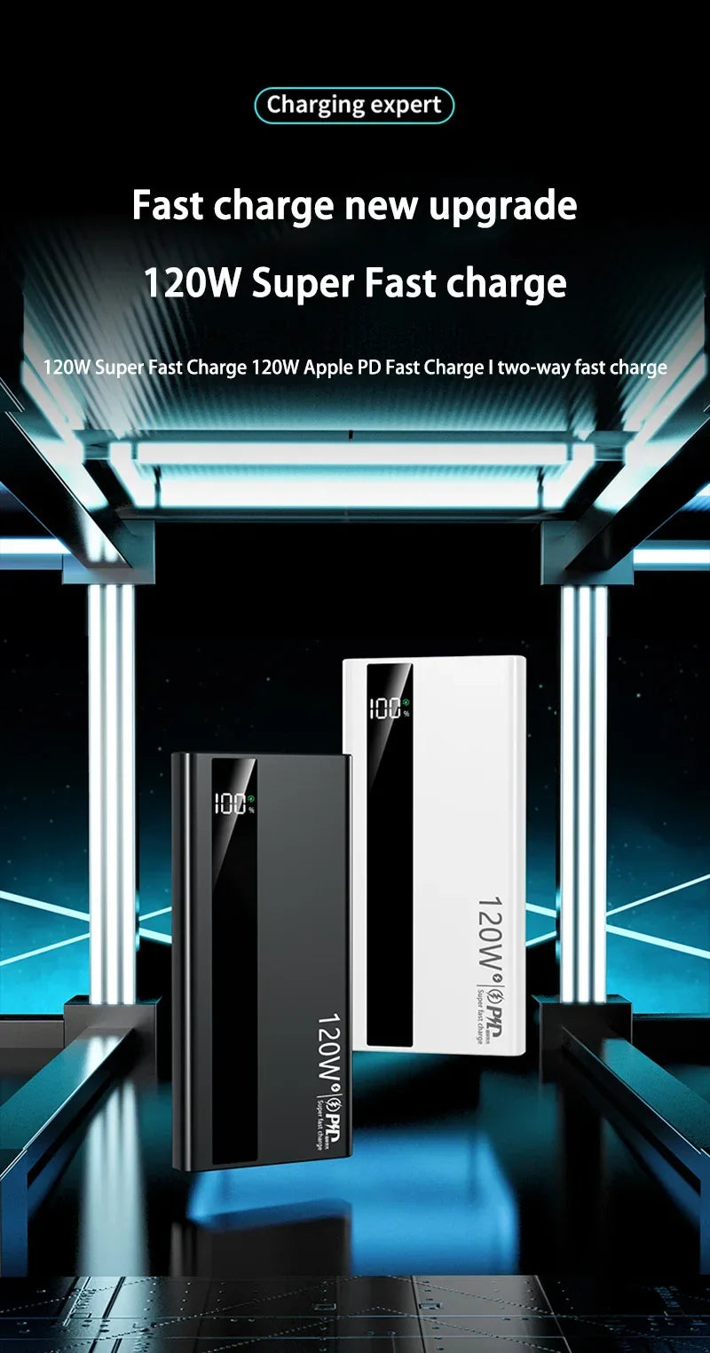 500000mAh 120W Power Bank – Fast Charging PD 20W Large Capacity Portable Battery for All Mobile Phones