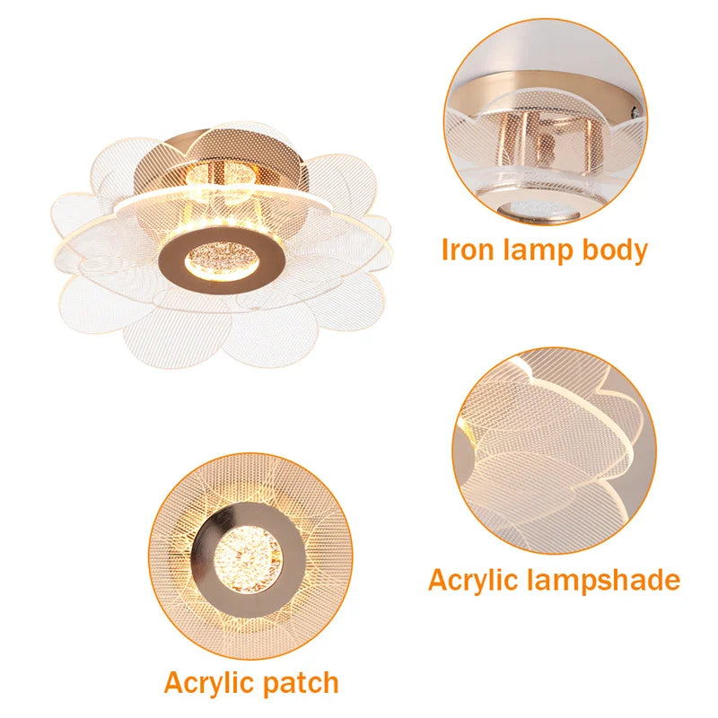 Nordic Acrylic Ceiling Lamp Suitable For Bedroom Lustre Chandeliers In Corridor Cloakroom Gold Plafonier Elegant Ceiling Lamps