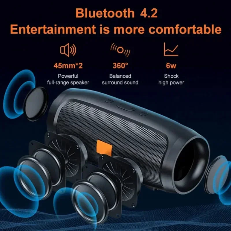 Bluetooth 5.0 Portable Speaker – Dual Stereo Speakers with Subwoofer, TF/USB Playback, FM Radio & Voice Broadcast for Outdoor Use