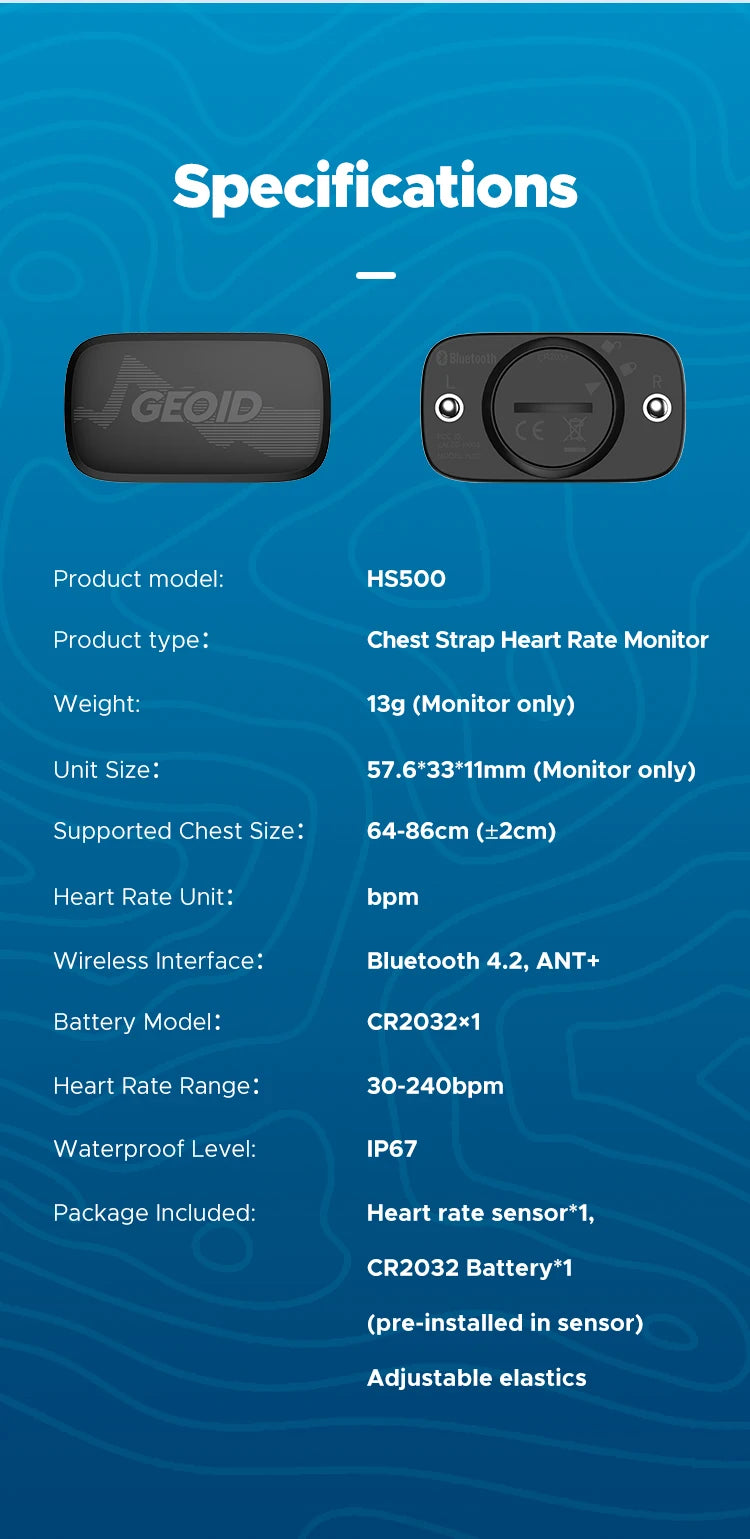 GEOID Armband Heart Rate Monitor HS800 – Fitness Tracker HR Sensor for Exercise, Cycling, Yoga & Sports (HS500 Compatible)