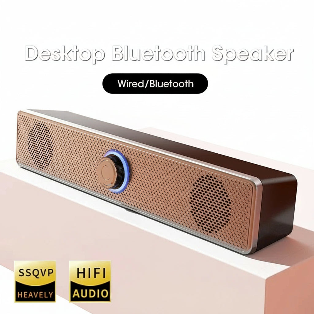 Bluetooth Computer Speakers – Wired Surround Soundbar with Stereo Subwoofer for Desktop, Laptop & Mini Home Theater System