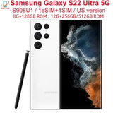 C Samsung Galaxy S22 Ultra 5G S908U S22U 6.8" ROM 128GB/256/512GB RAM 8GB/12GB Snapdragon 8 NFC S Pen Unlocked Smart Cell Phone