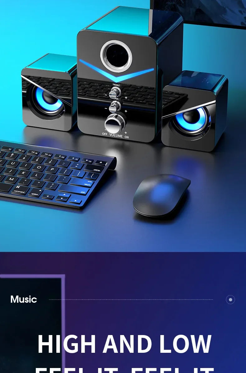 Bluetooth Speaker – Home Theater Bass System, Mini Desktop Speakers for PC, Phone, MP3 Player & Subwoofer Soundbar
