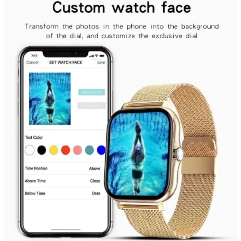 1.44" Smart Watch for Android – Full Touch Color Screen, Bluetooth Call, Magnetic Charging