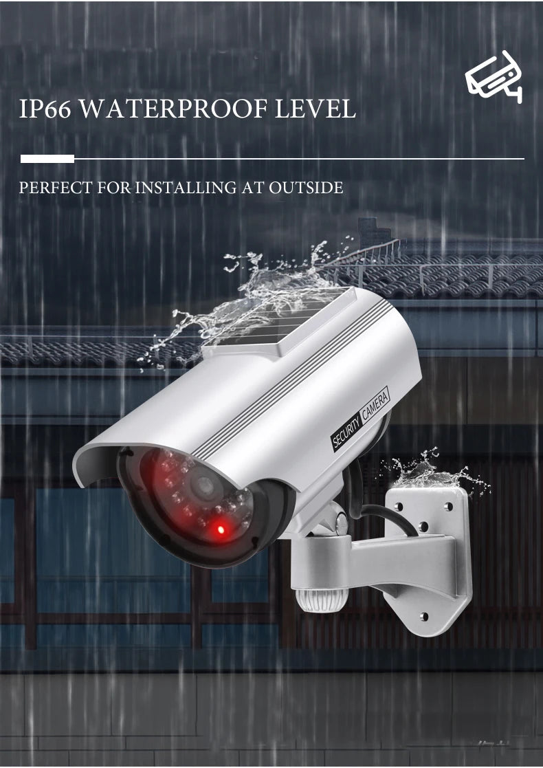 Simulation Solar Powered Waterproof Fake Camera Red Flashing Led CCD Security Camera Home Office Surveillance System Scare Theft