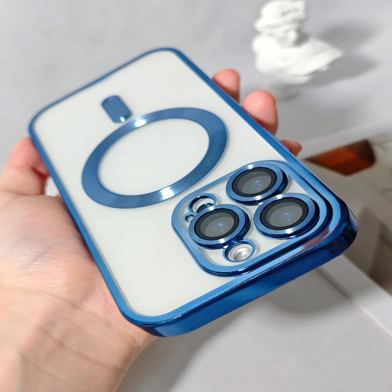 Plated MagSafe Magnetic Case for iPhone 12–17 Pro Max, Plus & Air, Wireless Charging Cover with Camera Lens Protector