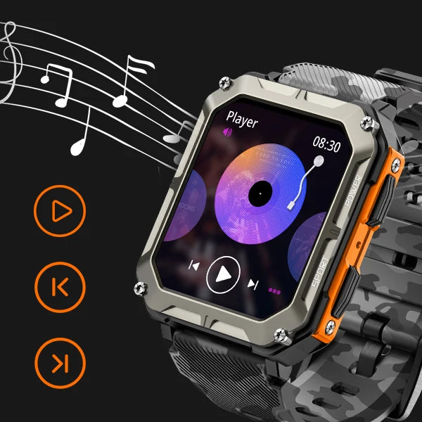 Men’s Smart Watch – Blood Pressure Monitor Tactical Smartwatch, Waterproof Fitness Tracker for Android & iPhone Outdoor Sports