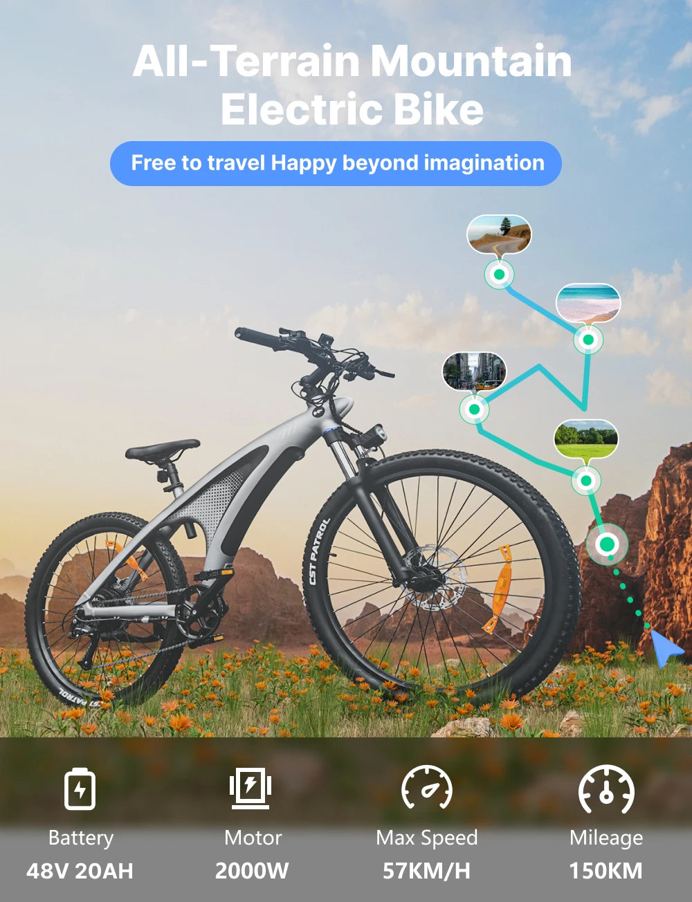 HUANCI Q5 electric bike 2000W electric bikes 27.5 Inch Electric bicycle  48V 20AH  electric e bike Mountain adults ebike fatbike