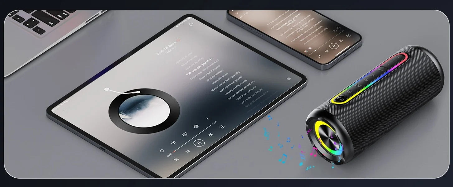 Portable Bluetooth Speaker – 30W Loud Stereo, BT5.4, IPX7 Waterproof, 24H Playtime Wireless Speaker