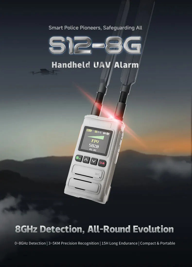 New Skydroid S12-8G Long Range Drone with 8GHz Detection System, 15-Hour Flight Time, 5km Effective Range, Easy One-Handed Grip