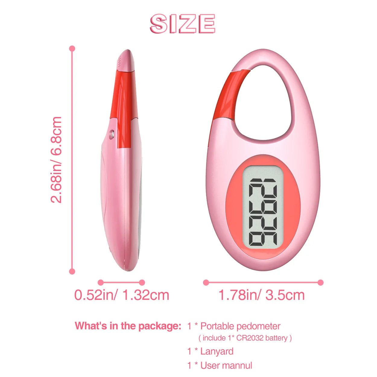FITCENT Mini Digital Pedometer – 3D Sensor Step Counter with Lanyard for Walking, Running & Outdoor Sports (Kids, Men & Women)