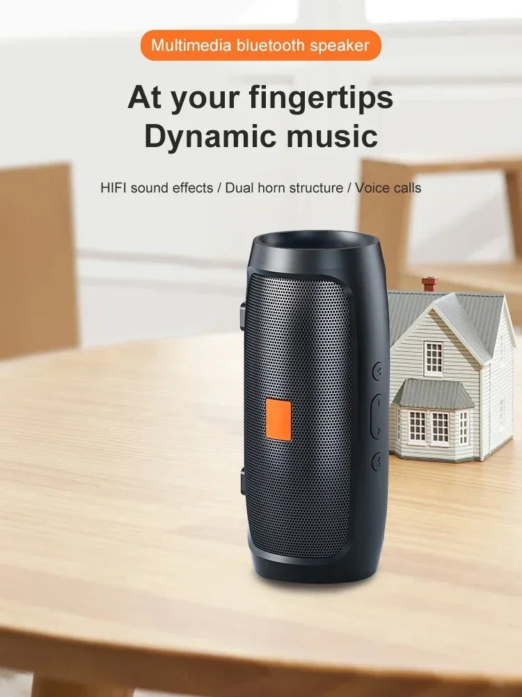 Bluetooth 5.0 Portable Speaker – Dual Stereo Speakers with Subwoofer, TF/USB Playback, FM Radio & Voice Broadcast for Outdoor Use
