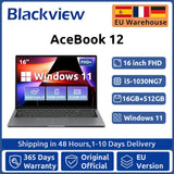 Blackview AceBook 12 Win 11 Laptop 16'' FHD IPS , Intel I5-1030NG7 Notebook, 16GB RAM 512GB SSD, 2-in-1 Fingerprint Power Button