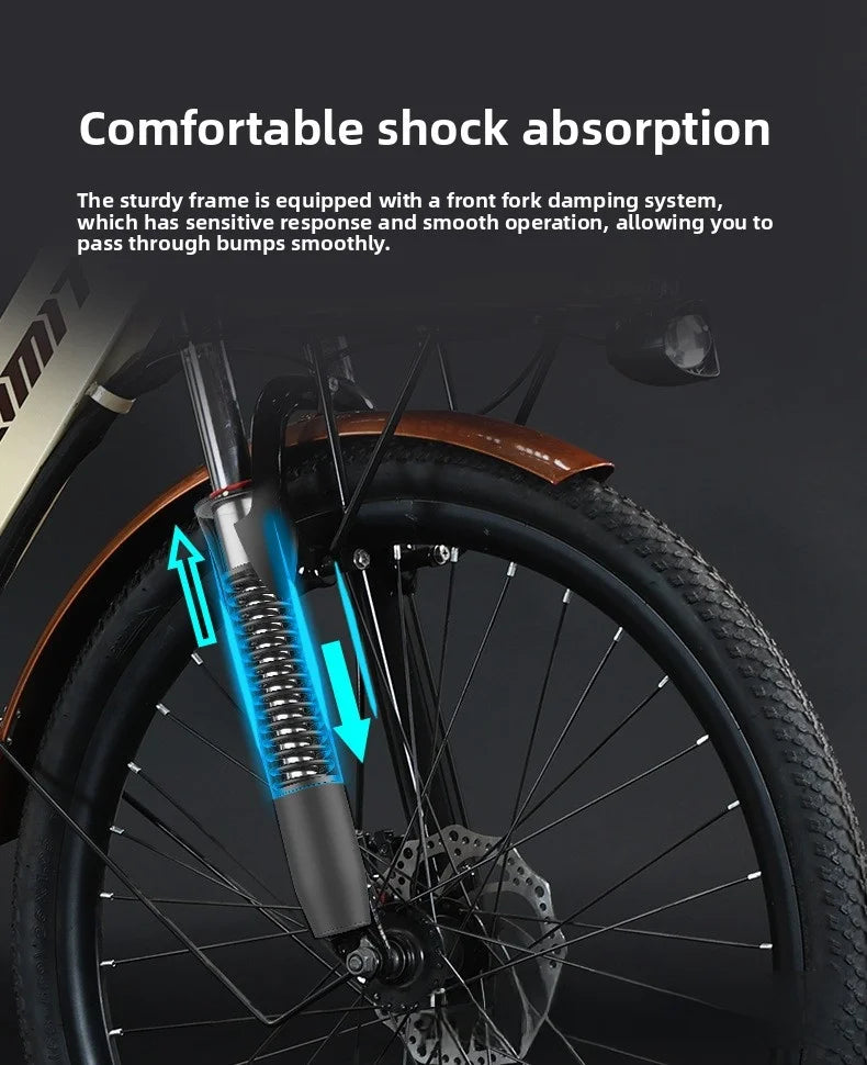 New fashionable E-bike, 26-inch urban commuter electric bicycle for adults, 400W brushless motor, 48V20AH battery electric moped