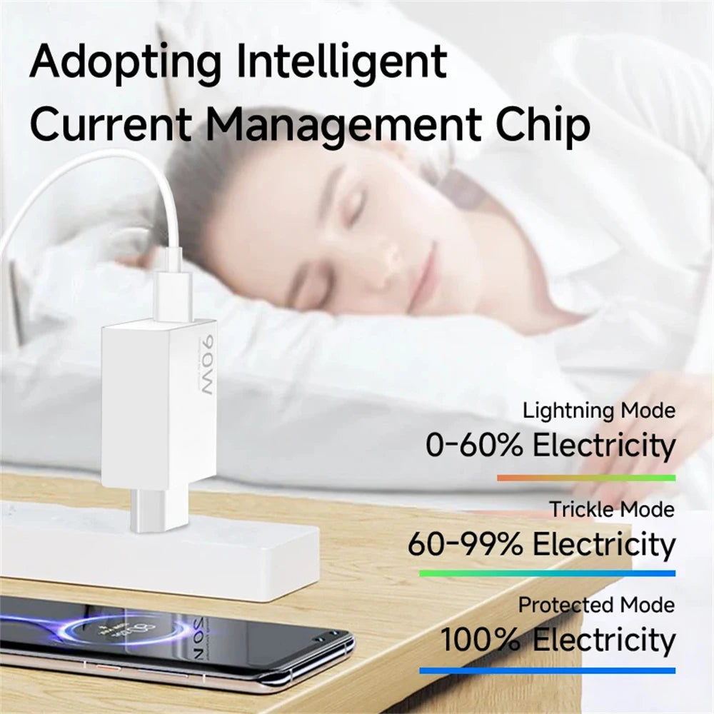 90W Turbo Fast USB Charger Adapter with 6A Type-C Cable for Xiaomi 15 14 13 12 11 10 Ultra, Redmi Note 12T 13 Pro