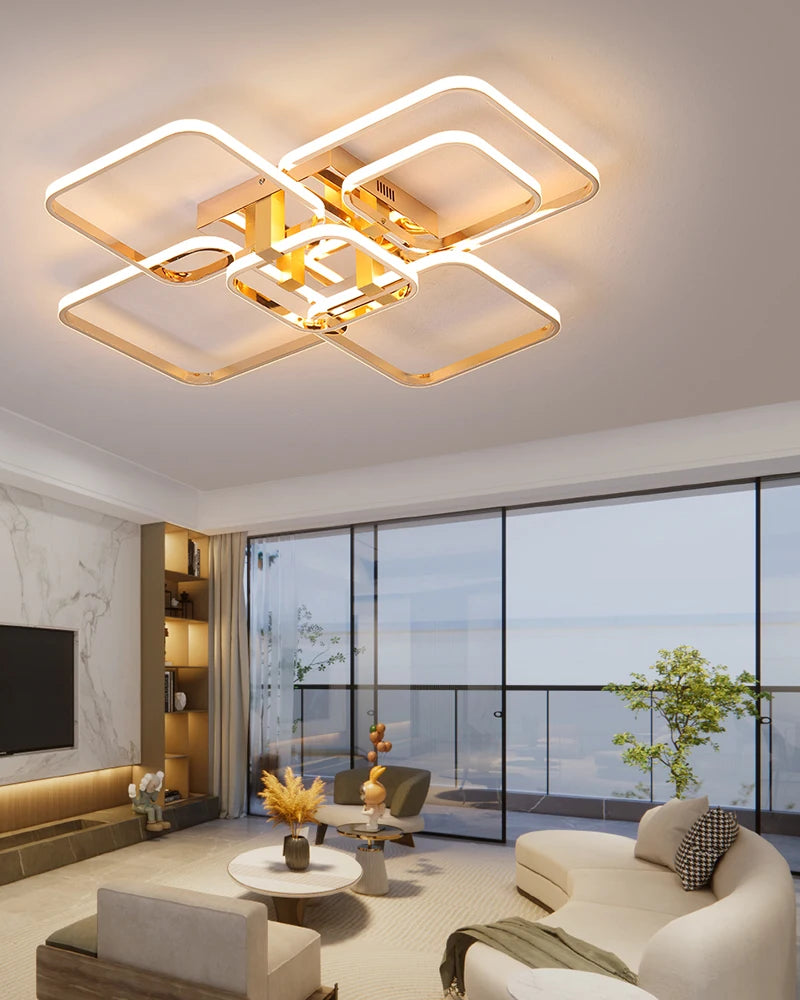 Modern led chandeliers dimmable ceiling chandeleir for living room bedroom Gold chrome 3-6 heads led ceiling lights W/remote