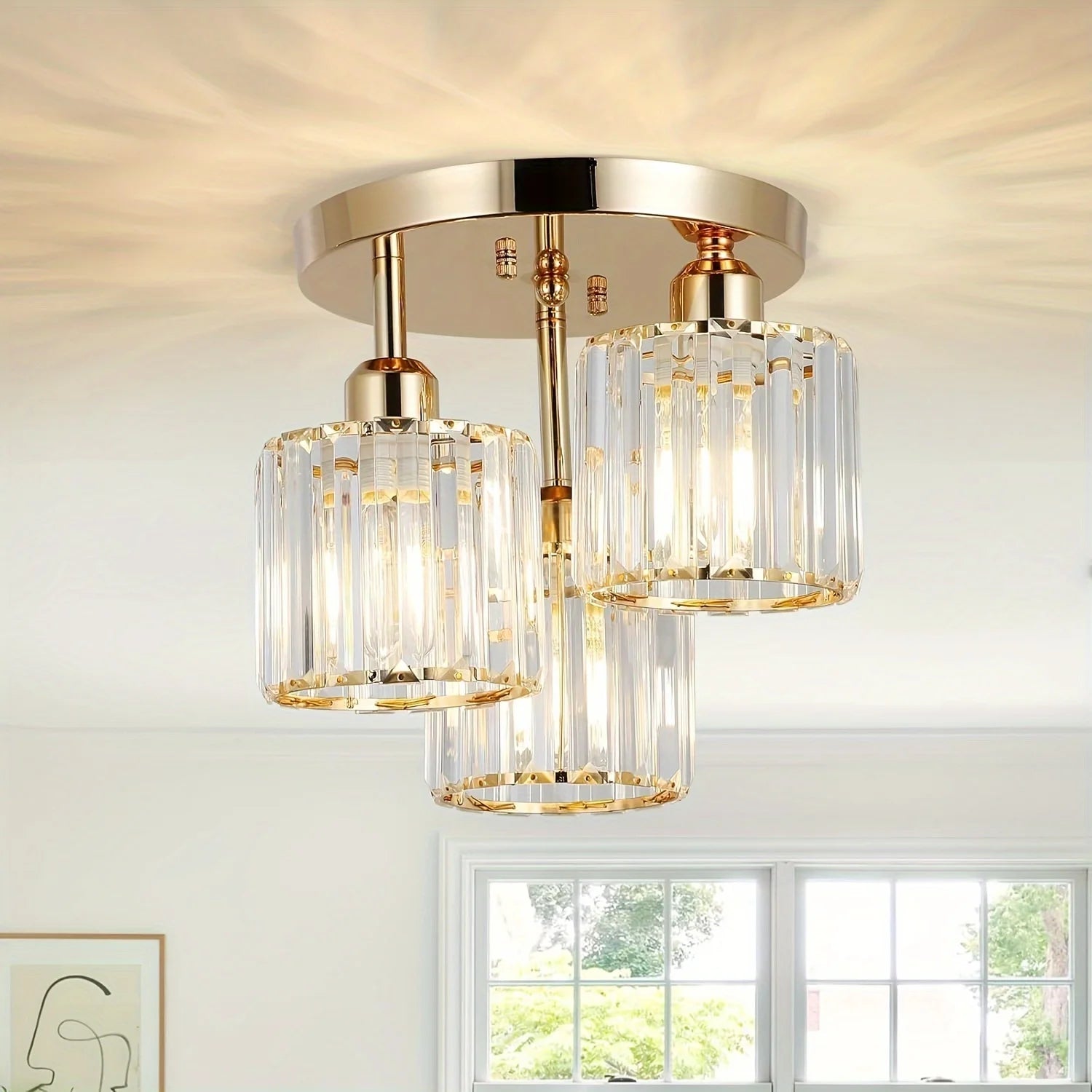 Modern Gold Luxury Crystal 3-ligh E27 chandelier Living Room Bedroom Dining Room Kitchen Foyer Cloak Room Corridor Ceil