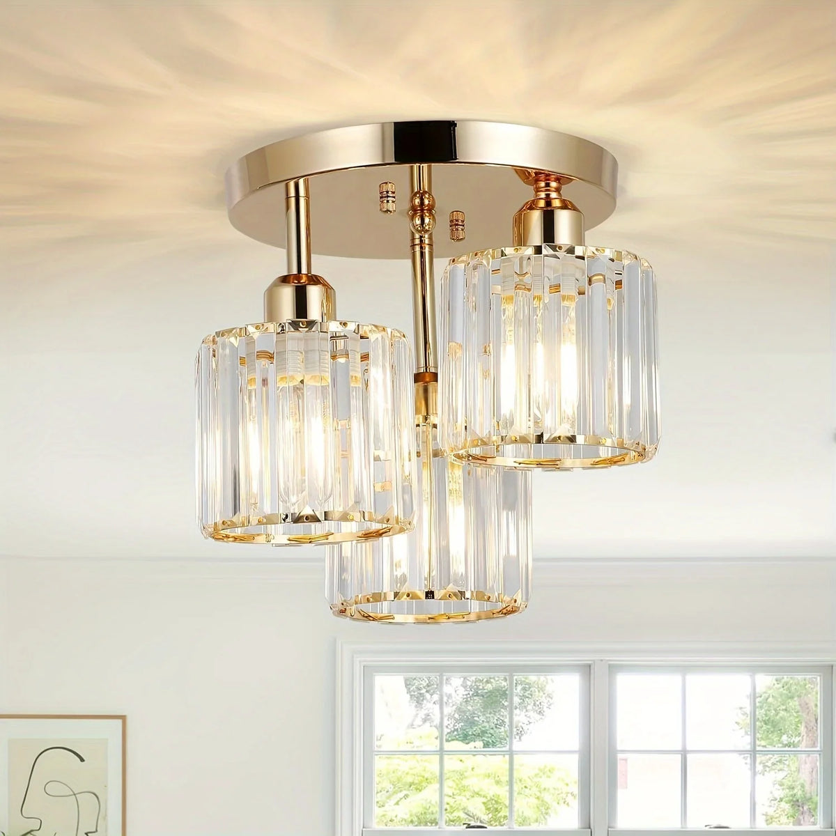 Modern Gold Luxury Crystal 3-ligh E27 chandelier Living Room Bedroom Dining Room Kitchen Foyer Cloak Room Corridor Ceil