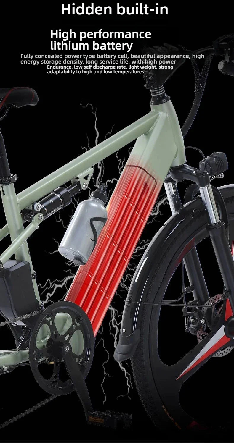 New fashionable E-bike, 26-inch urban commuter electric bicycle for adults, 400W brushless motor, 48V20AH battery electric moped