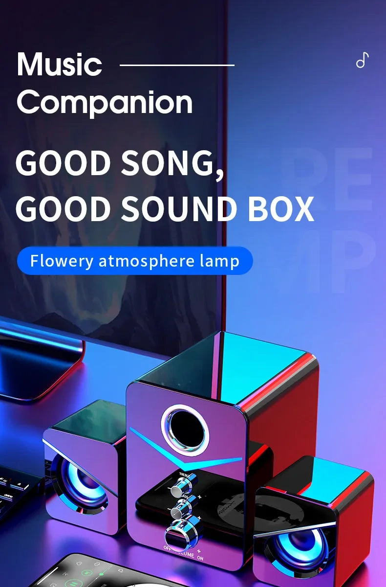 Bluetooth Speaker – Home Theater Bass System, Mini Desktop Speakers for PC, Phone, MP3 Player & Subwoofer Soundbar