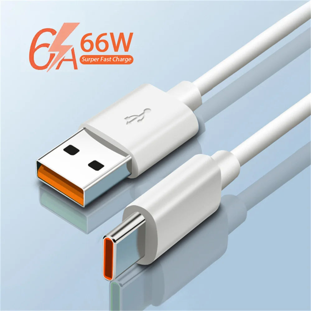 66W USB Fast Charger Quick Charge 3.0 EU Plug Adapter with 6A Type-C Cable for Huawei Mate 50 60, Nova 10, Honor 100, Magic 5