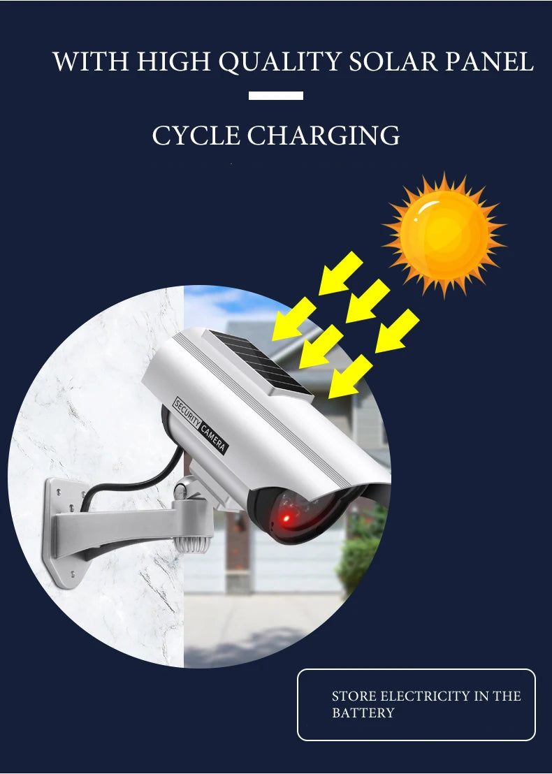 Simulation Solar Powered Waterproof Fake Camera Red Flashing Led CCD Security Camera Home Office Surveillance System Scare Theft