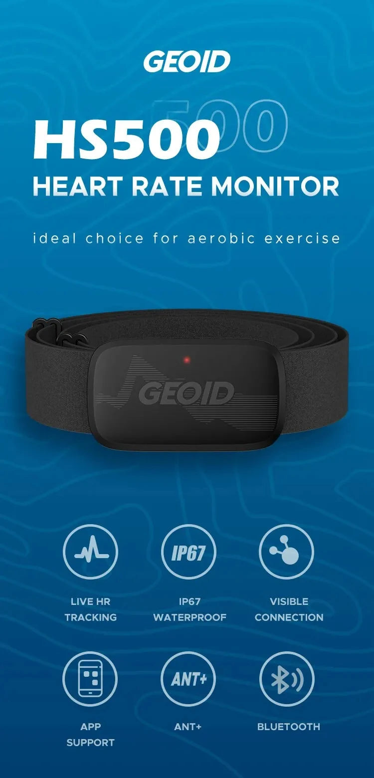 HS500 Bluetooth ANT+ Heart Rate Monitor Chest Strap Fitness Tracker for Running Cycling Workout