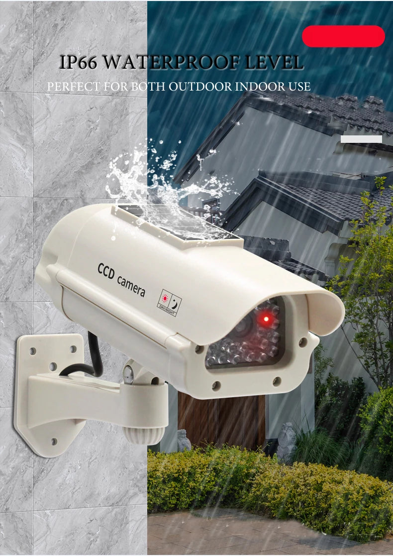 Simulation Solar Powered Waterproof Fake Camera Red Flashing Led CCD Security Camera Home Office Surveillance System Scare Theft