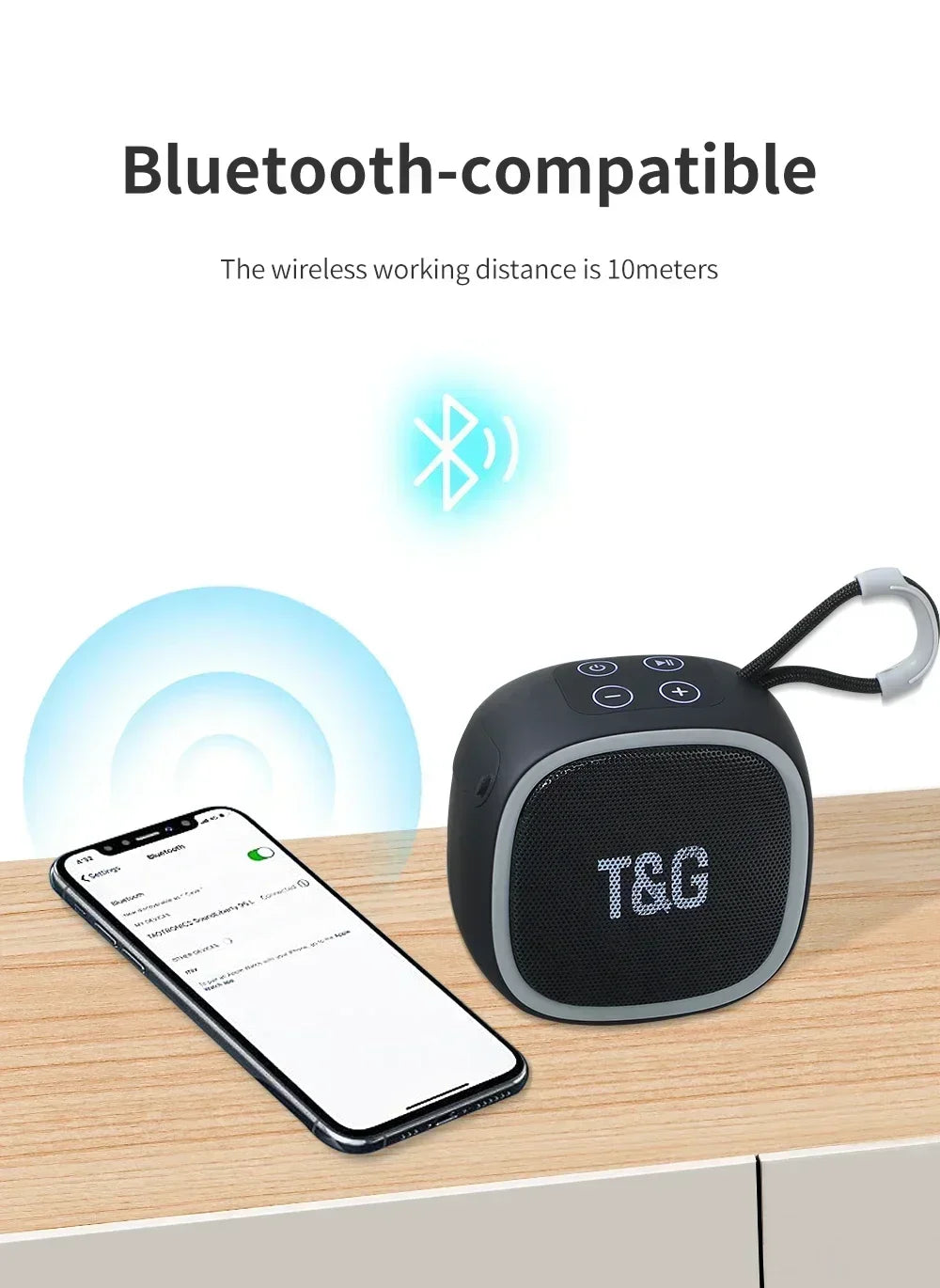 Mini Bluetooth Speaker – IPX4 Waterproof Portable Wireless Loudspeaker with TF Card, FM Radio, TWS Stereo & HiFi Sound