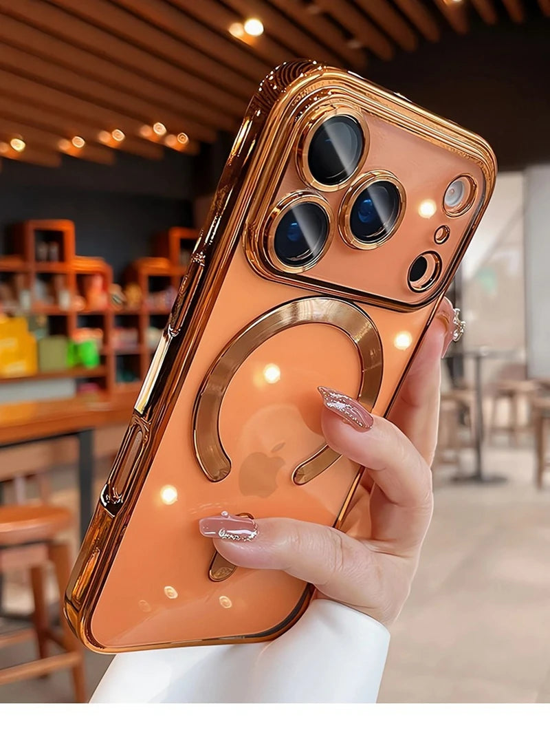 Luxury MagSafe Soft Phone Case for iPhone 11 12 13 14 15 16 17 Pro Max Plus Air, Magnetic Transparent TPU Bumper Cover