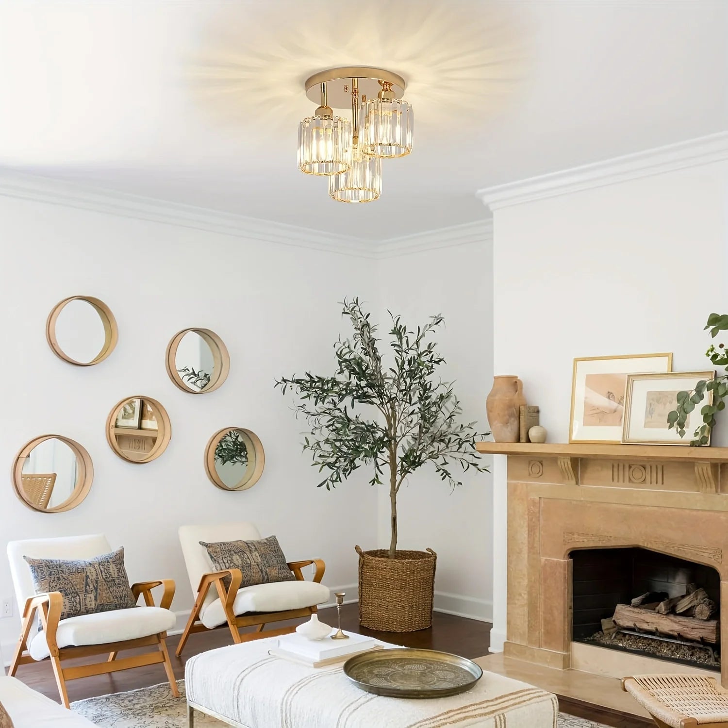 Modern Gold Luxury Crystal 3-ligh E27 chandelier Living Room Bedroom Dining Room Kitchen Foyer Cloak Room Corridor Ceil
