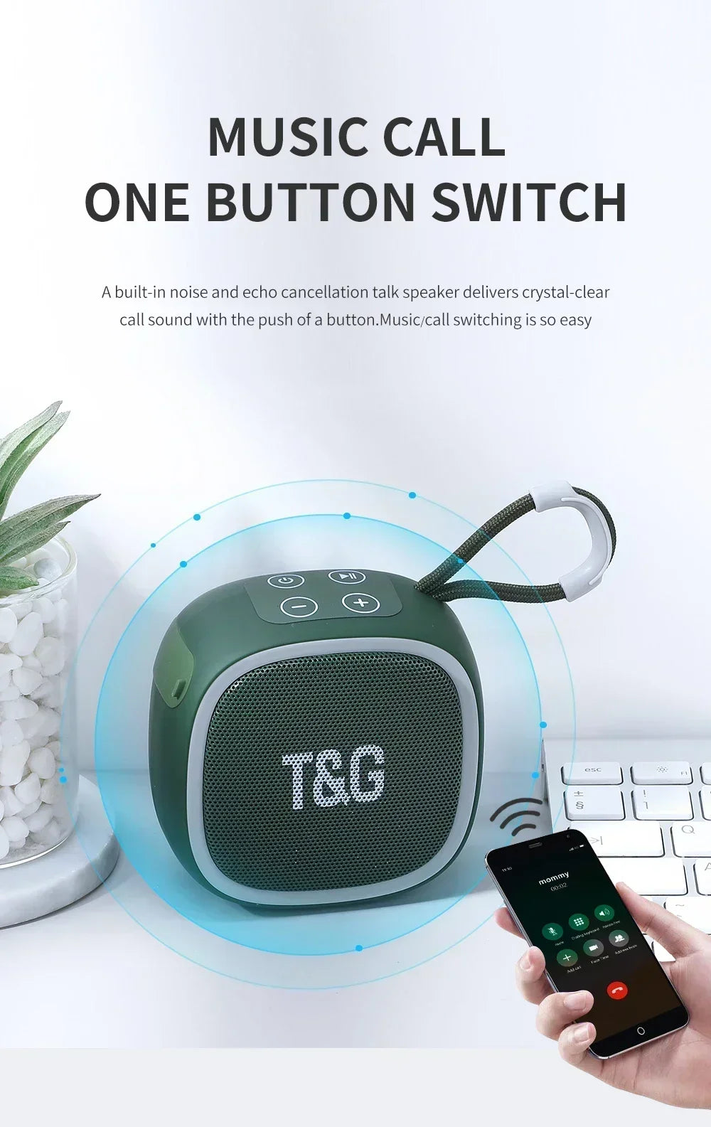 Mini Bluetooth Speaker – IPX4 Waterproof Portable Wireless Loudspeaker with TF Card, FM Radio, TWS Stereo & HiFi Sound