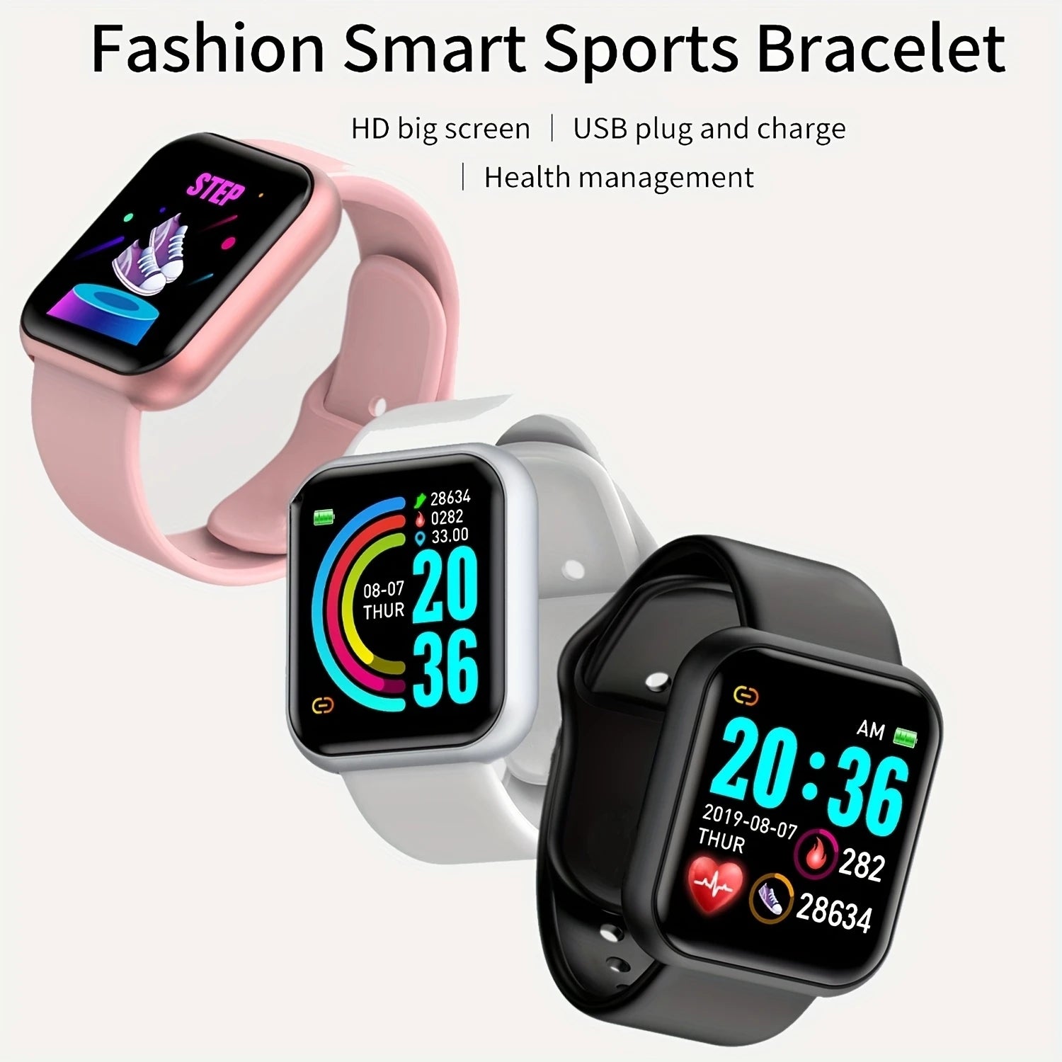 Smart Watch for Men & Women – Fitness Smart Band with Sport Mode, Music Control, Calorie & Distance Tracking, Message Reminder for Android & iOS