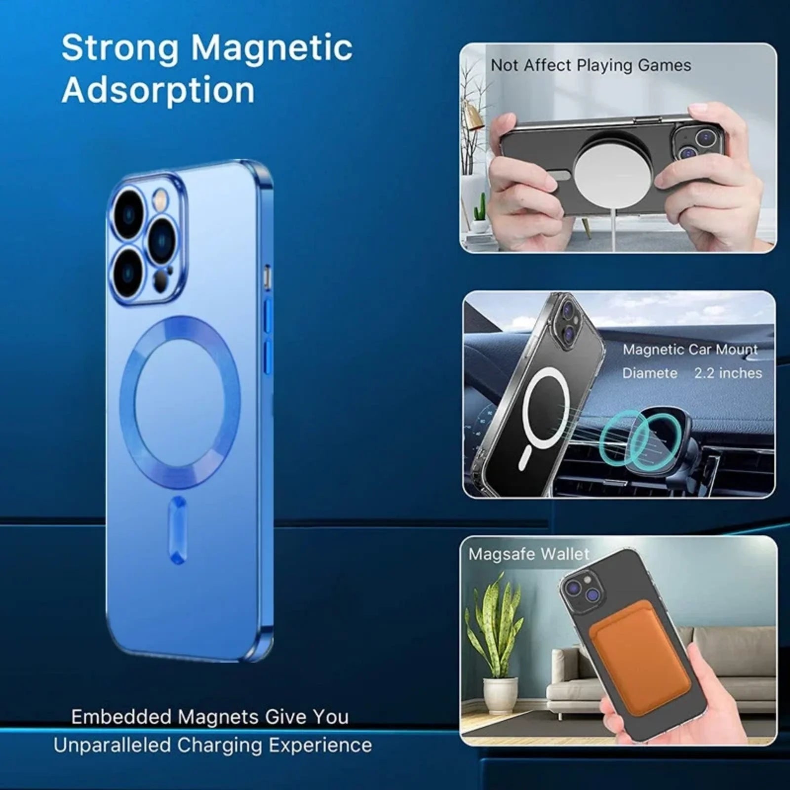 Plated MagSafe Magnetic Case for iPhone 12–17 Pro Max, Plus & Air, Wireless Charging Cover with Camera Lens Protector