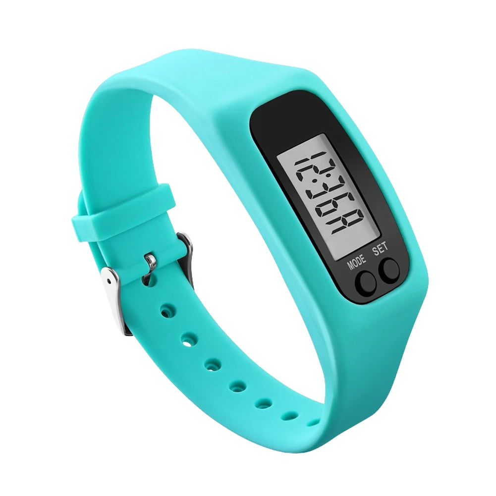 LED Pedometer Bracelet Step Counter Watch 12/24H Time Display Walking Running Pedometer Silicone Step Tracker for Men Women