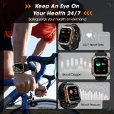Men’s Smart Watch – Blood Pressure Monitor Tactical Smartwatch, Waterproof Fitness Tracker for Android & iPhone Outdoor Sports